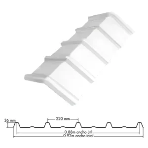 CABALLETE ECOROOF CURVO 36 UPVC 2MM BLANCO 0.92M