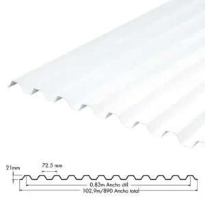 TEJA ECOROOF 21 GRECA TRICAPA UPVC 1.5MM BLANCO MATT 0.89M X 1.83M