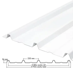 TEJA ECOROOF 36 UPVC 2MM BLANCO 0.92M X 1.83M