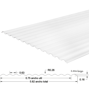 TEJA ECOROOF ONDULA P3 TRICAPA UPVC 2MM BLANCO MATTE 0.812M X 2.44M