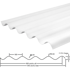 TEJA ECOROOF ONDULA P7 TRICAPA UPVC 2MM BLANCO MATTE 0.92M X 2.44M