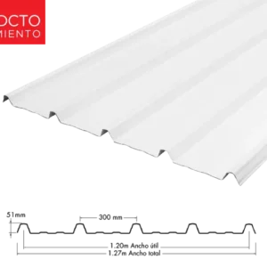 TEJA ECOROOF 51 UPVC 2.5 MM BLANCO 1.27M X 11.80M