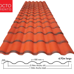 TEJA ECOROOF ESPAÑOLA 40 ASA-UPVC 2.3MM TERRACOTA MATT 1.04M X 4.92M